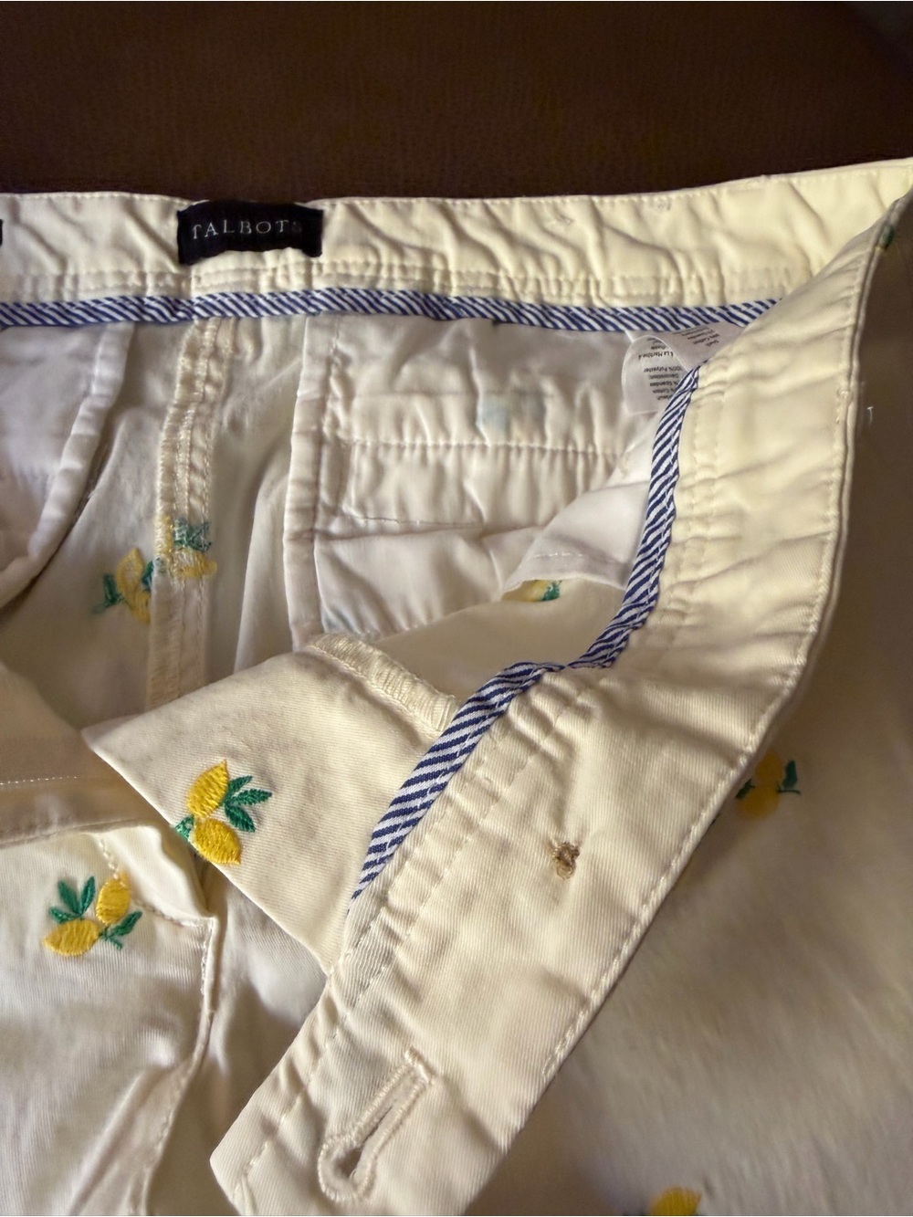 Talbots White Shirt with Yellow Lemon Embroidery